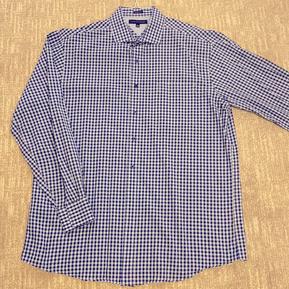 Tommy Hilfiger blue plaid dress shirt 16 1/2 34-35
